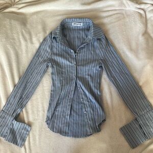 Princess Polly button down, “MADLIN LONG SLEEVE TOP BLUE STRIPE”